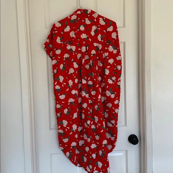 Monki Cotton Button Down Dress Hawaiian Floral Print - Picture 3 of 4